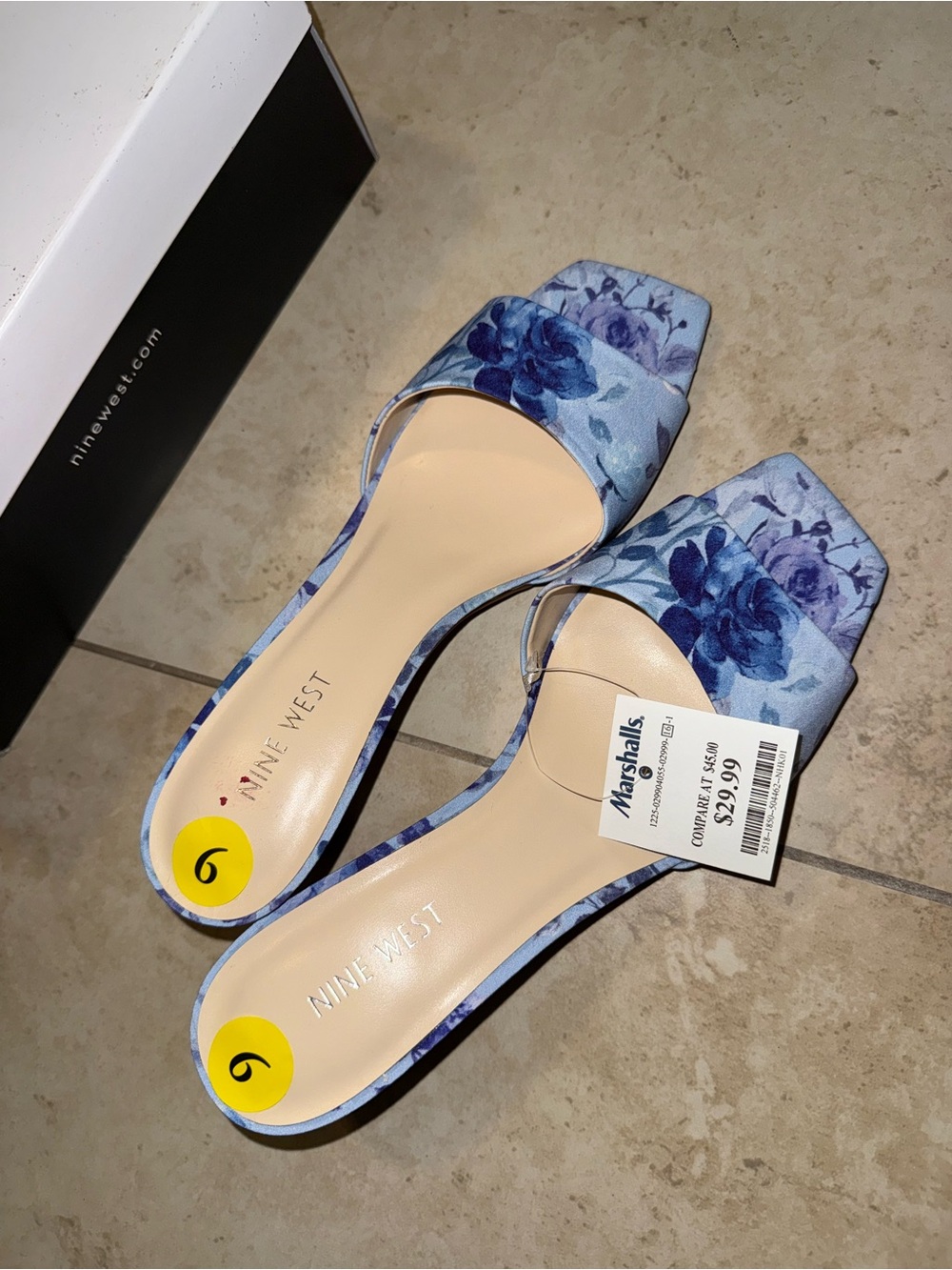NWT Nine West Blue Floral Slide Sandals